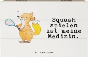 Mr. & Mrs. Panda Dekokiste Fuchs Squash spielen Medizin - Weiß - Geschenk, Holzkiste, Squashhall (1 St)