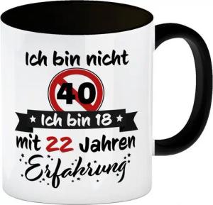 speecheese Tasse 40. Geburtstag Kaffeebecher Schwarz mit lustigem Spruch: 18 Erfahrung