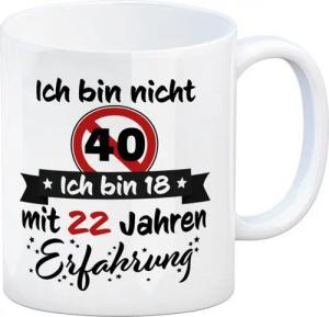 speecheese Tasse 40. Geburtstag Kaffeebecher mit lustigem Spruch: 18 mit Erfahrung