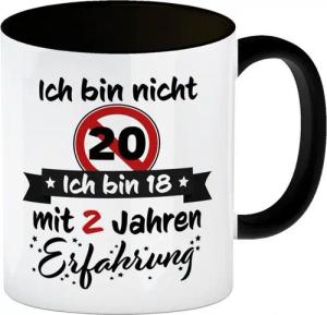 speecheese Tasse 20. Geburtstag Kaffeebecher Schwarz mit lustigem Spruch: 18 Erfahrung