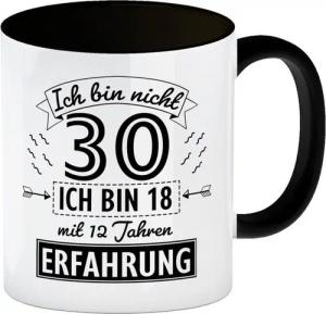 speecheese Tasse Kaffeebecher Schwarz für den 30. Geburtstag mit Motiv: Erfahrung