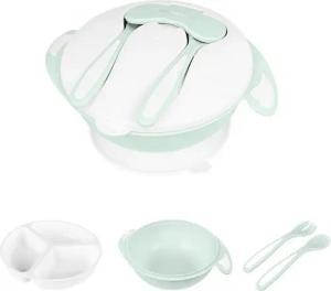 Kikkaboo Aufbewahrungsschüssel Kinder 4 in 1 Schüssel-Set, Polypropylen, (4-tlg), Löffel Gabel Teller 700ml Mikrowellen geeignet