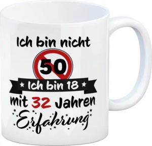 speecheese Tasse 50. Geburtstag Kaffeebecher mit lustigem Spruch: 18 mit Erfahrung