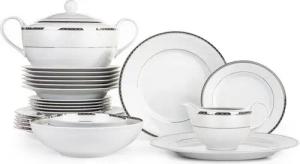 KONSIMO® Kombiservice AMELIA Tafelservice Terrine Sauciere (24-tlg), 6 Personen, Porzellan, Klassisch-Stil, rund, Spülmaschinengeeignet