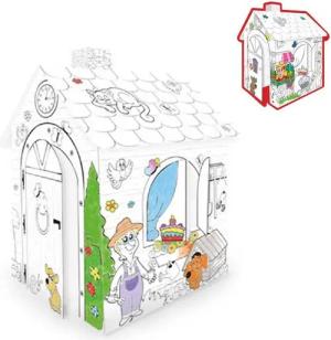 Mochtoys Malvorlage Malhaus 10721, Malhaus, Spielhaus, Kartonhaus mit Türe 78 x 67 x 99 cm