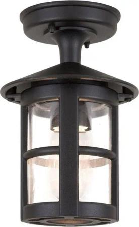 Licht-Erlebnisse Außen-Deckenleuchte ASHFORD, ohne Leuchtmittel, Deckenlampe außen IP43 Schwarz E27 Glas Aluminium Rustikal Außenlampe
