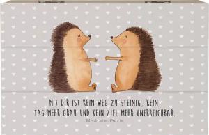 Mr. & Mrs. Panda Dekokiste Igel Liebe - Grau Pastell - Geschenk, Freund, Schatzkiste, Holzkiste, (1 St)