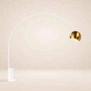 s.luce Stehlampe Ball Bogenlampe mit Marmorfuß modern Weiß/Gold