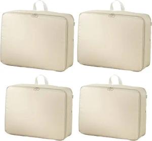 Refttenw Aufbewahrungstasche Platz Sparender Selbstkomprimierender Organizer, Kleidung Aufbewahrung (4er-Pack,2-Größe), Vegan, mit Reißverschluss, für Bettdecken Kleidung