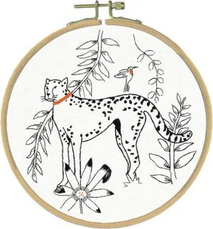 Le Bonheur des Dames Kreativset Le Bonheur des Dames Freestyle Stickpackung "Gepard bedruckt", Bild ge, (embroidery kit by Marussia)