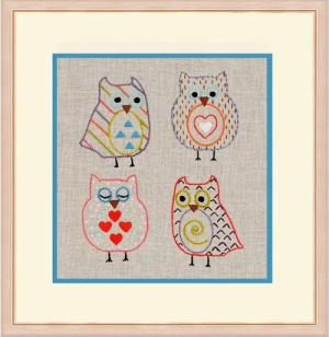 Le Bonheur des Dames Kreativset Le Bonheur des Dames Freestyle Stickpackung "Eulen", Bild gedruckt, 12, (embroidery kit by Marussia)