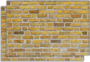 Wallario Frühstücksbrett Ziegelsteinwand in gelb - Backsteine, ESG-Sicherheitsglas, (inkl. rutschfester Gummifüße 4mm, 2-St), 20x30cm