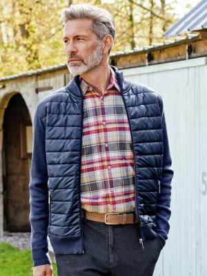 Baumwoll-Strickjacke Steppeinsatz