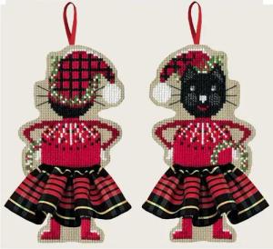 Le Bonheur des Dames Kreativset Le Bonheur des Dames Kreuzstich Set "Schwarze Katze mit Tartan-Fliege", (embroidery kit by Marussia)