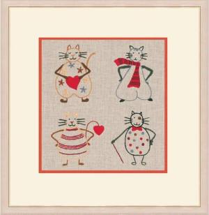 Le Bonheur des Dames Kreativset Le Bonheur des Dames Freestyle Stickpackung "Katzen", Bild gedruckt, 1, (embroidery kit by Marussia)