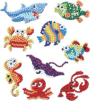 Pracht Malvorlage Diamond Painting Sticker Bastelset Unterwasserwelt, 9 Stück