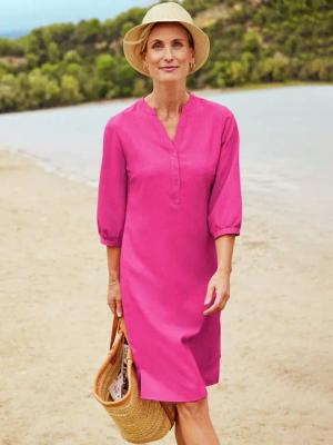 Bügelfreies Kleid Leinen-Optik