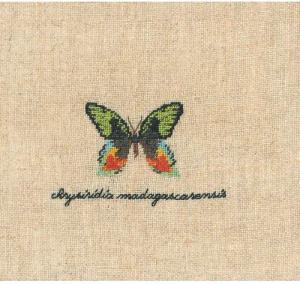 Le Bonheur des Dames Kreativset Le Bonheur des Dames Petit Point Stickpackung "Grüne Schmetterlingsmin, (embroidery kit by Marussia)