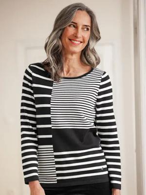 Baumwoll-Pullover Multi-Streifen