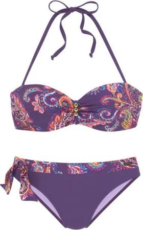 Vivance Bügel-Bandeau-Bikini mit lilafarbenem Paisleyprint
