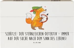 Mr. & Mrs. Panda Dekokiste 19 x 12 cm Schützenblick - Weiß - Geschenk, Astrologie, Geschenkdose, (1 St), Einschlagscharniere