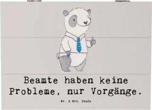 Mr. & Mrs. Panda Dekokiste 25 x 18 cm Beamter ohne Probleme - Grau Pastell - Geschenk, humorvoll (1 St), Robust und stilvoll
