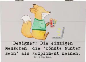 Mr. & Mrs. Panda Dekokiste 25 x 18 cm Designer Kompliment - Grau Pastell - Geschenk, Kreativität (1 St), Liebevolle Designs