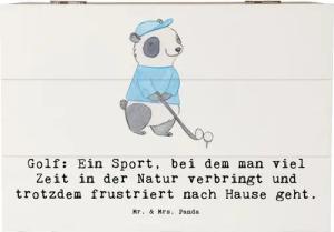 Mr. & Mrs. Panda Dekokiste 22 x 15 cm Golf Erlebnis - Weiß - Geschenk, Leidenschaft, Alltag, Eri (1 St), Einschlagscharniere