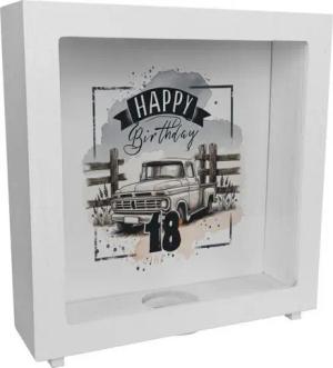 speecheese Spardose Happy Birthday 18 Auto Rahmen Spardose aus Holz