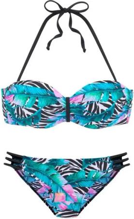 Vivance Bügel-Bandeau-Bikini mit Animaldruck und unifarbenen Akzenten