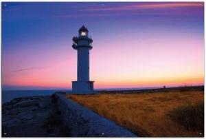 Wallario Sichtschutzzaunmatten Leuchtturm am Abend auf den Balearen Malerischer Himmel