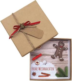 ZauberDeko Geschenkbox Geldgeschenk Verpackung Weihnachten Lebkuchenmann Rot Natur Gutschein