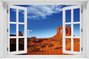 Wallario Sichtschutzzaunmatten Monument Valley am Abend I, mit Fenster-Illusion