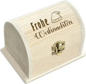 Geburtstagsfee Geschenkbox Personalisierte kleine Schatztruhe, graviert, für Geld- & Gutscheine, Holzkiste mit Scharnier & Metallschloss, 10,5x6,5x7cm