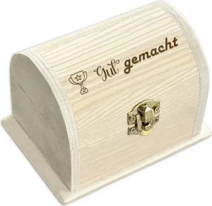 Geburtstagsfee Geschenkbox Personalisierte kleine Schatztruhe, graviert, für Geld- & Gutscheine, Holzkiste mit Scharnier & Metallschloss, 10,5x6,5x7cm