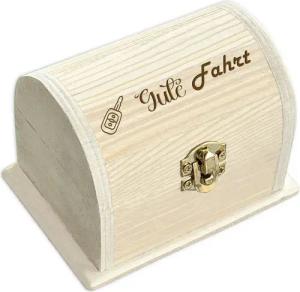 Geburtstagsfee Geschenkbox Personalisierte kleine Schatztruhe, graviert, für Geld- & Gutscheine, Holzkiste mit Scharnier & Metallschloss, 10,5x6,5x7cm