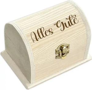 Geburtstagsfee Geschenkbox Personalisierte kleine Schatztruhe, graviert, für Geld- & Gutscheine, Holzkiste mit Scharnier & Metallschloss, 10,5x6,5x7cm