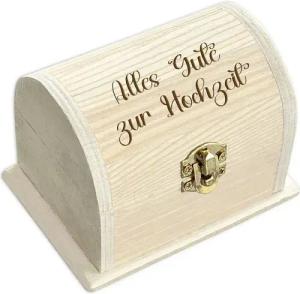 Geburtstagsfee Geschenkbox Personalisierte kleine Schatztruhe, graviert, für Geld- & Gutscheine, Holzkiste mit Scharnier & Metallschloss, 10,5x6,5x7cm