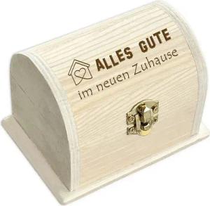 Geburtstagsfee Geschenkbox Personalisierte kleine Schatztruhe, graviert, für Geld- & Gutscheine, Holzkiste mit Scharnier & Metallschloss, 10,5x6,5x7cm