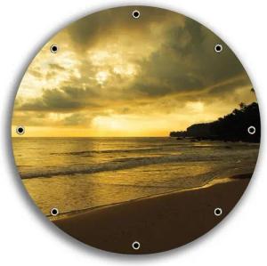 Wallario Sichtschutzzaunmatten Badestrand auf den Malediven - Stille am Abend, rund