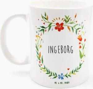Mr. & Mrs. Panda Tasse Ingeborg - Geschenk, Tasse Motive, Porzellantasse, Kaffeebecher, Kaff, Keramik