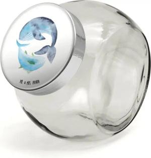 Mr. & Mrs. Panda Vorratsglas Walfisch Thunfisch L 870ml - Weiß - Geschenk, Küchenorganizer, Tiermo, Premium Glas, (1-tlg), Hochwertige Farbbrillanz