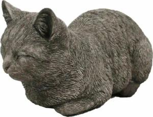 440s Gartenfigur 440s dösende Katze Antiksteinguss L. ca. 32 cm, (Stück)