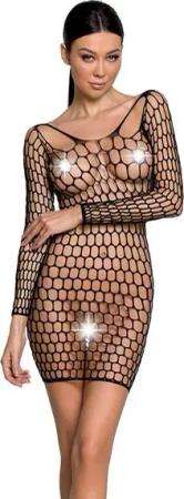 Passion Netzkleid Netzkleid in schwarz Minikleid langarm (1-tlg)
