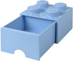 Room Copenhagen Aufbewahrungsdose LEGO® Storage Brick 4 Hellblau, mit Schublade, Baustein-Form, stapelbar