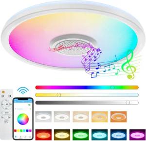 walkbee Deckenleuchte LED Deckenlampe RGB Bluetooth Lautsprecher Fernbedienung APP-Steuerung, LED fest integriert, RGB, Kaltweiß/Naturweiß/Warmweiß, Dimmbar mit Fernbedienung und APP-Steuerung, für Schlafzimmer,Wohnzimme,Kinderzimmer,Party