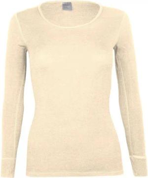 wobera NATUR Unterhemd Langarmshirt/Unterhemd langarm/Unterziehshirt Damen (1 Shirt pro Packung) aus reiner, weicher Seide mit schöner Satineinfassung
