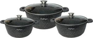 Cheffinger Topf-Set 6-Teilig Kochgeschirr-Set Topf Induktion Alu Guss Pfanne Topfset, (6-tlg)