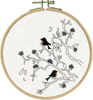 Le Bonheur des Dames Kreativset Le Bonheur des Dames Freestyle Stickpackung "Vögel", Bild gedruckt, di, (embroidery kit by Marussia)