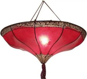 Guru-Shop Deckenleuchten Henna Leder Deckenlampe - Salem rot, Leuchtmittel nicht inklusive